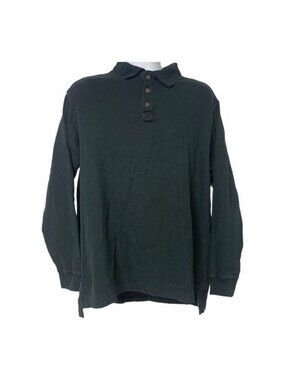 Duluth Trading Co. Mens Black Long Sleeve Polo Shirt L 100% Cotton